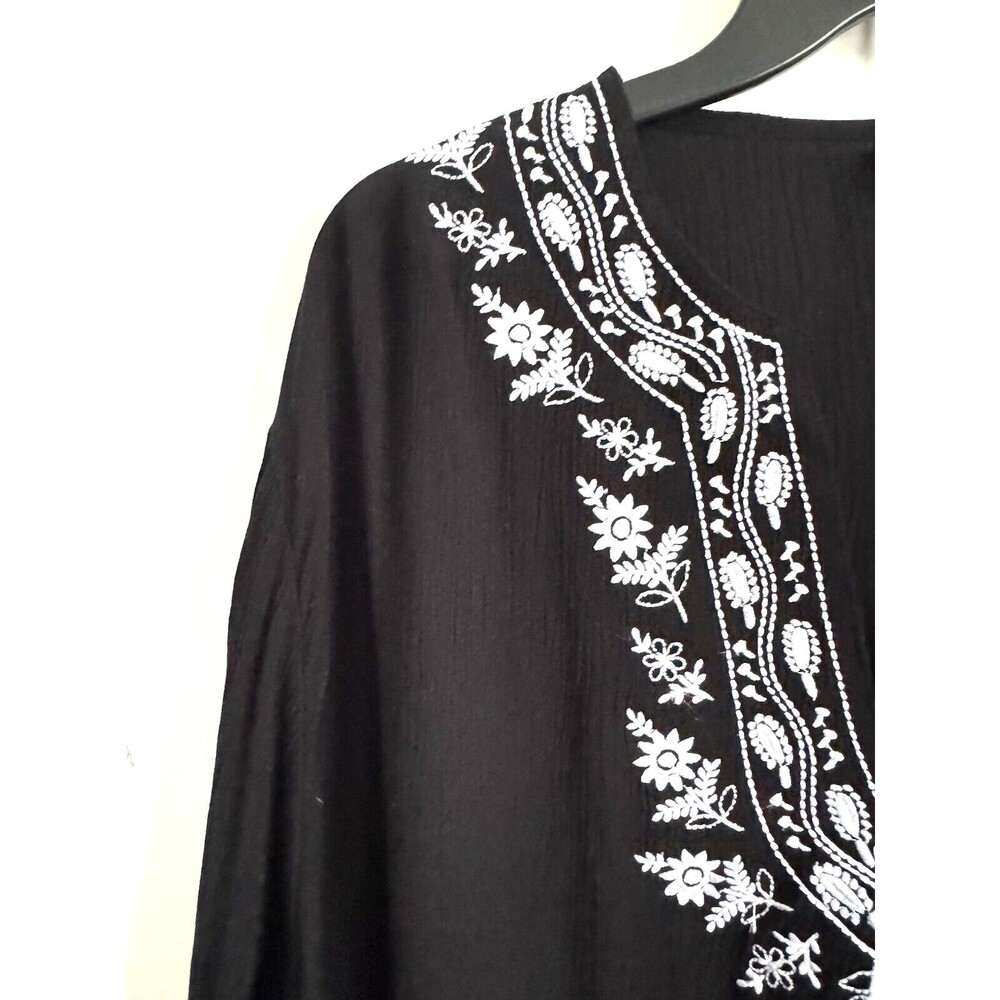 C D Daniels Embroidered Tunic Top Blouse Black Wo… - image 4